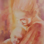 la mère et l'enfant - Aquarelle - 30 x 40 cm de Marc Broudic
