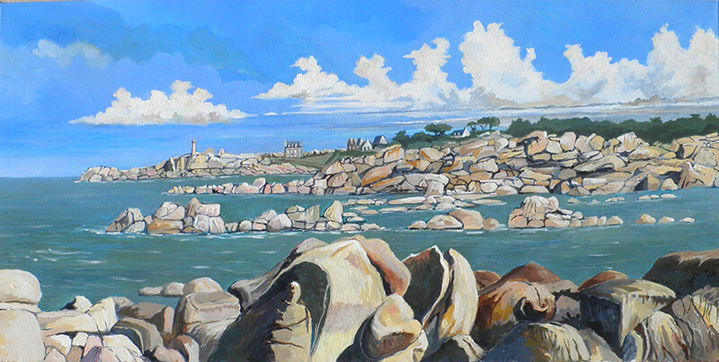 Maison du littoral, phare de ploumanac'h, acrylique, 80x40