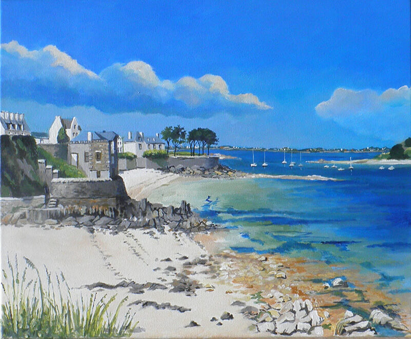 Carantec, vue sur Ile Callot, 38X46, acrylique