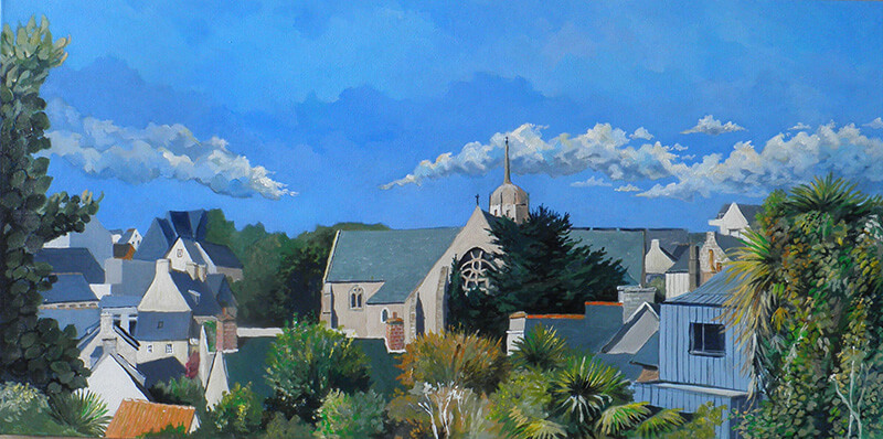Eglise St-jacques, Perros-Guirec, acrylique, 80x40