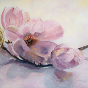 Magnolia 33x46 cm - Acrylique sur toile de Marijane Le Goaster Marijane Le Goaster - Acrylique sur toile