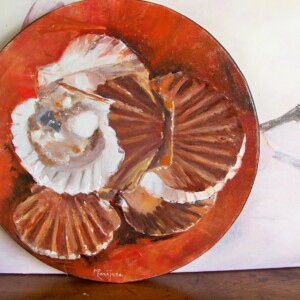 Coquilles st Jacques - artiste Marijane Le Goaster - Dimension 30 cm environ Marijane Le Goaster Artiste du trégor