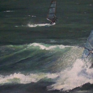 planches à voile - 80x40 cm - Acrylique sur toile de Marijane Le Goaster Marijane Le Goaster - Acrylique sur toile