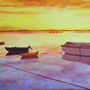 Aurore dans le golfe du Morbihan - Huile sur toile Huile sur toile - Aurore dans le golfe du Morbihan