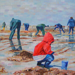 La pêche à pied - Huile sur toile 73x50 cm la pêche à pied - Huile sur Toile