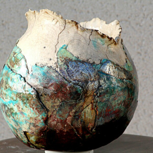 Vase rond - céramiques raku Vase rond - Manick Lassalle - sculpteur céramiste