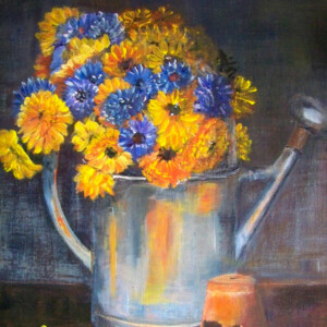 Bouquet d'immortel 46cmx33cm - Acrylique sur toile - Marijane Le Goaster Bouquet d'immortel - Acrylique sur toile