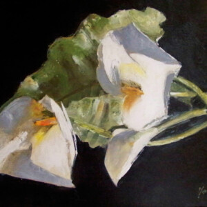 les arums 33cmx25cm - Acrylique sur toile - Marijane Le Goaster les arums - Acrylique sur toile