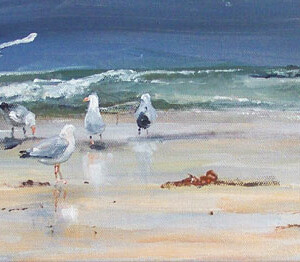 les goelands 20cmx60cm - Acrylique sur toile - Marijane Le Goaster les goélands - Acrylique sur toile