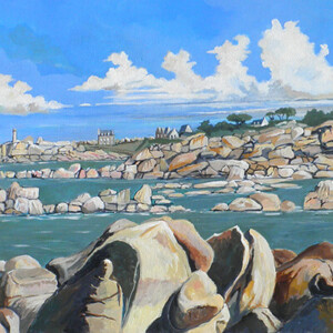 Maison du littoral, phare de ploumanac'h, acrylique, 80x40