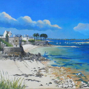 Carantec, vue sur Ile Callot, 38X46, acrylique