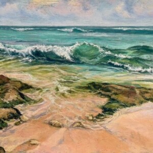 Vagues déferlantes, pastel sec