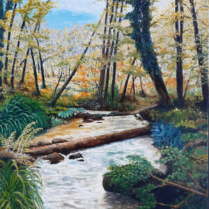 Le ruisseau, huile sur  toile de 70cm x 50cm