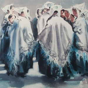 La ronde des Bretonnes, aquarelle aquarelle Marc Broudic